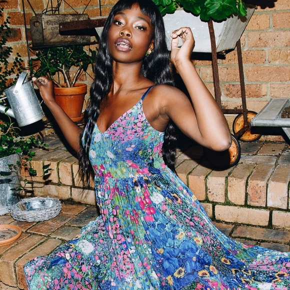 BLACKMILK NWT Klimt Collage Pink Sheer Midaxi Dress Size S - Picture 3 of 12